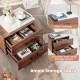 Modern brown nightstand with wide tabletop and two large drawers, perfect for bedroom or living room storage.